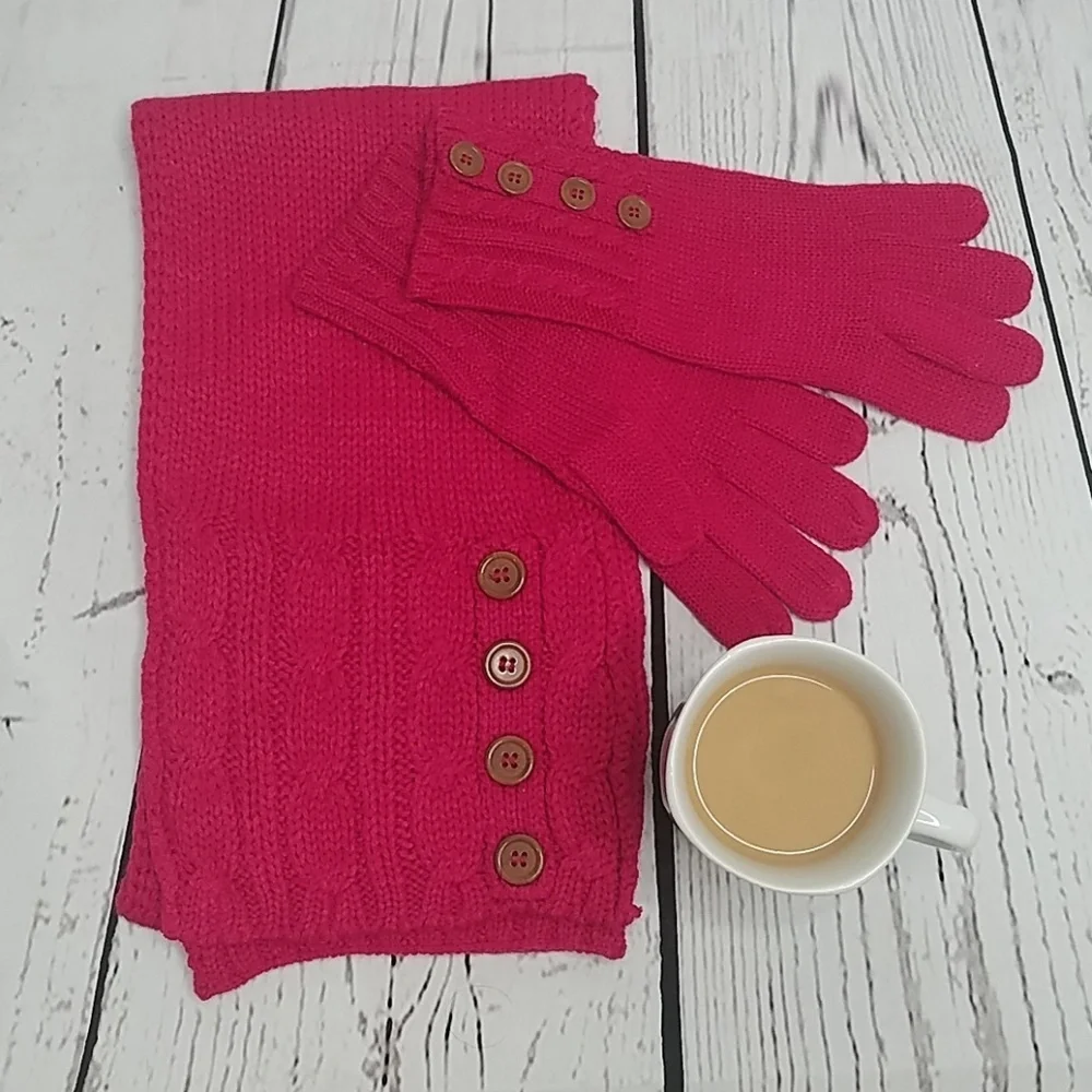 💜-PINK SCARF SET